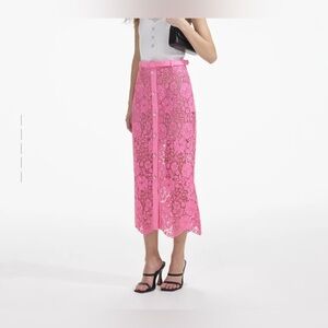 Self Portrait nwt Elegant Pink Lace Skirt